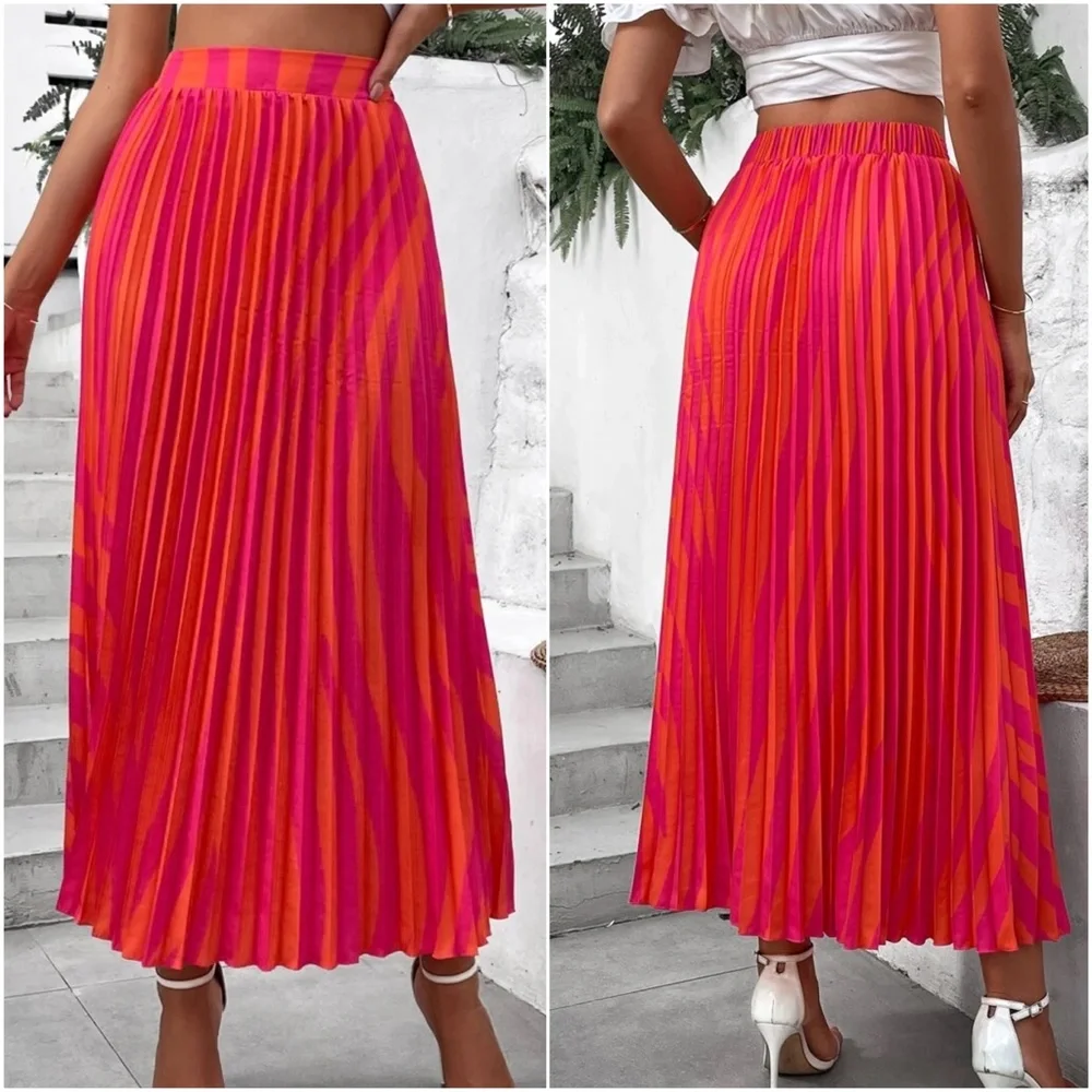 Colorful Stripe High Waist Maxi Skirt - Picture 3 of 4